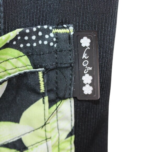 Koi Womens Large Medical EMS Vet Nurse Scrub Top Green Floral Stretch Breathable - Picture 9 of 11